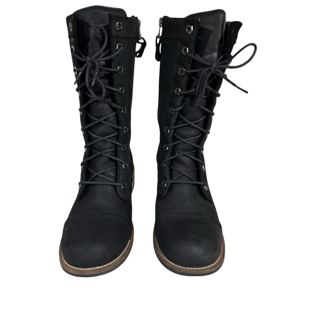 Kodiak Black Lace-Up Side-Zip Combat Boots